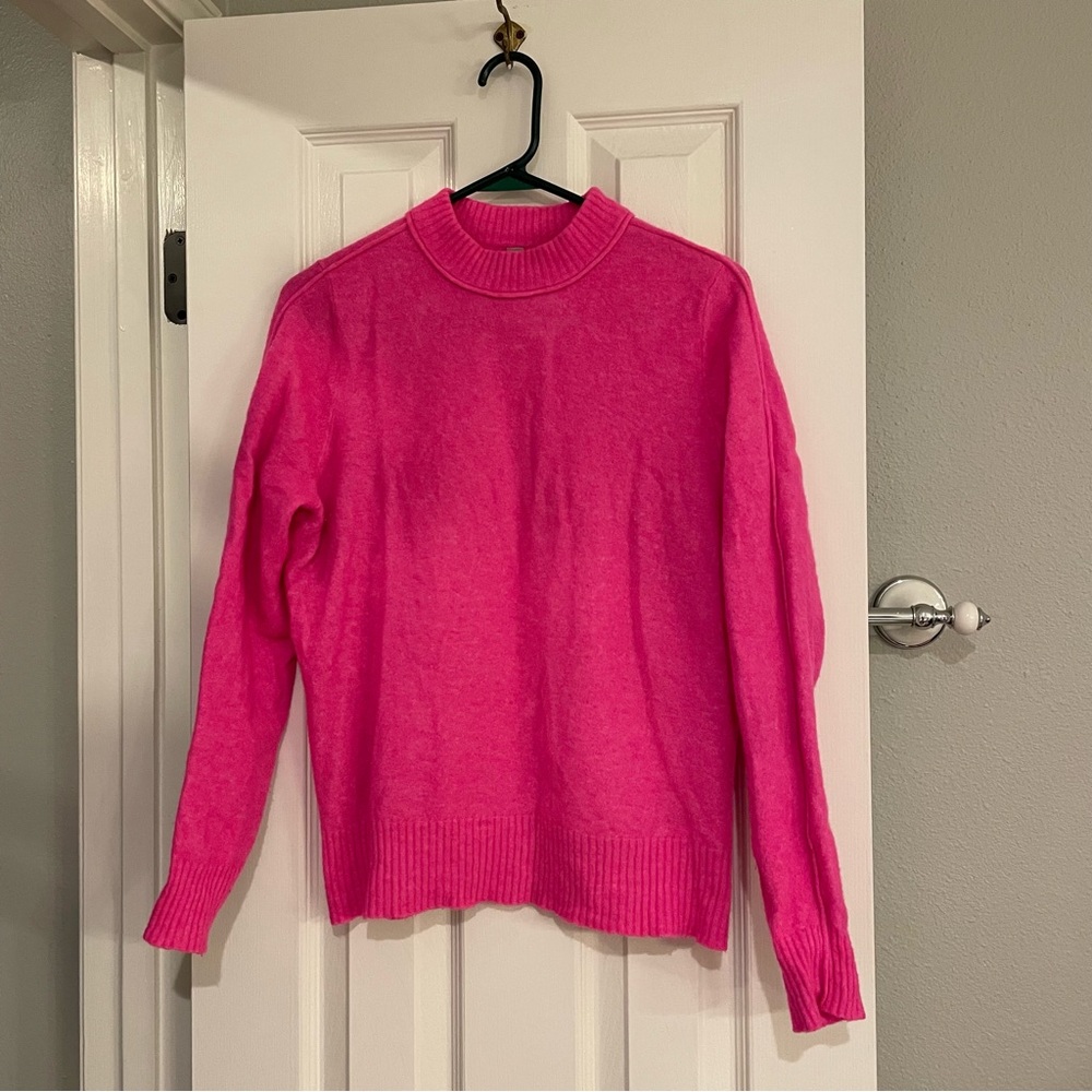 Athleta Hot Pink Merino Extra Fine Wool Blend Sweater Size Small